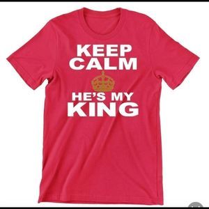 Keep Calm King Red Cotton T Shirt Size Medium